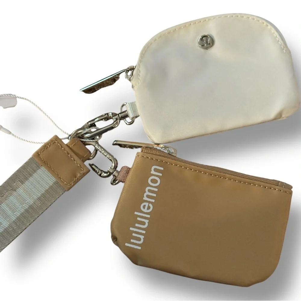 NWT Lululemon Dual Pouch Wristlet Bone/Movt O/S NWT Rare Brown Tan Cream Bone - Picture 7 of 10